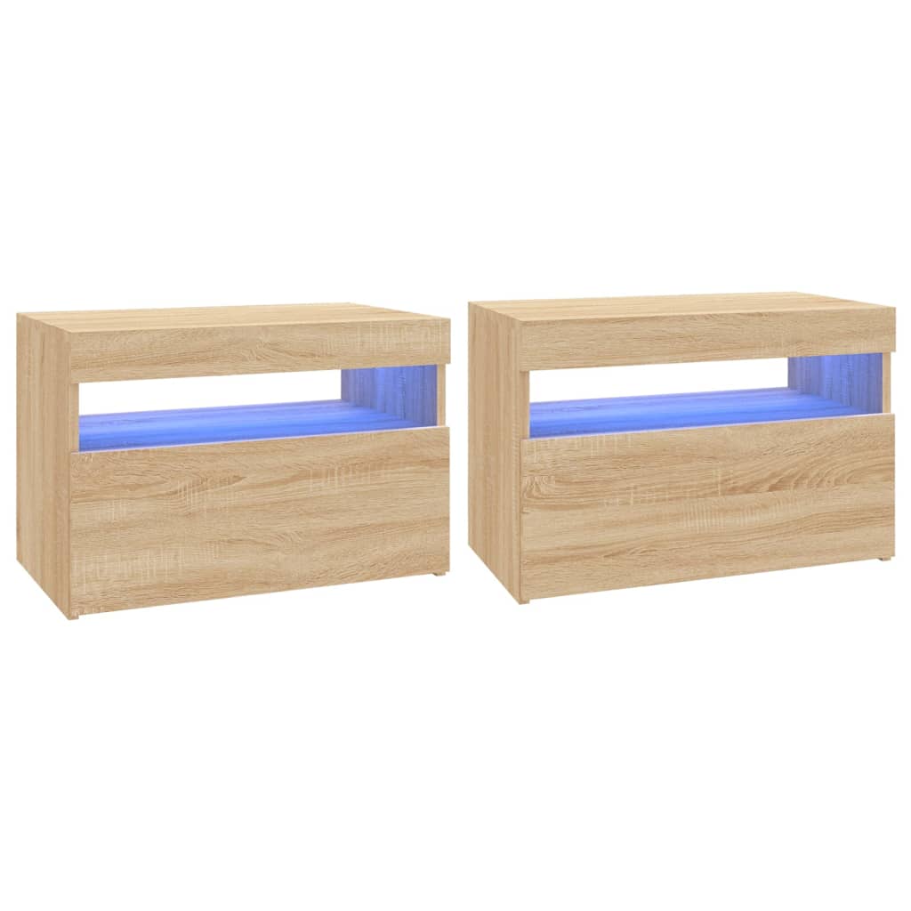 vidaXL Muebles de TV con luces LED 2 uds 60x35x40 cm, Mueble de Salon, Mueble TV, Mueble TV salon, Mesa de TV, Mueble tele