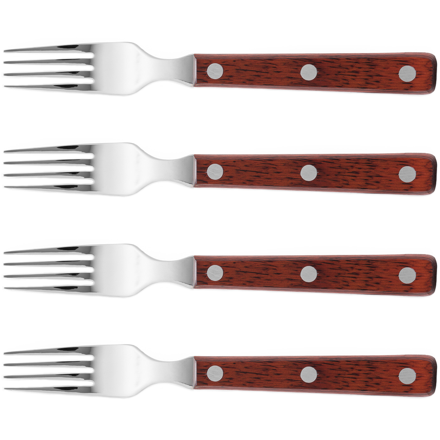 ARCOS Forest - Tenedor Chuletero (90 / 195 mm) - Acero Inoxidable 18/10 - Mango de Madera Comprimida - PACK 4