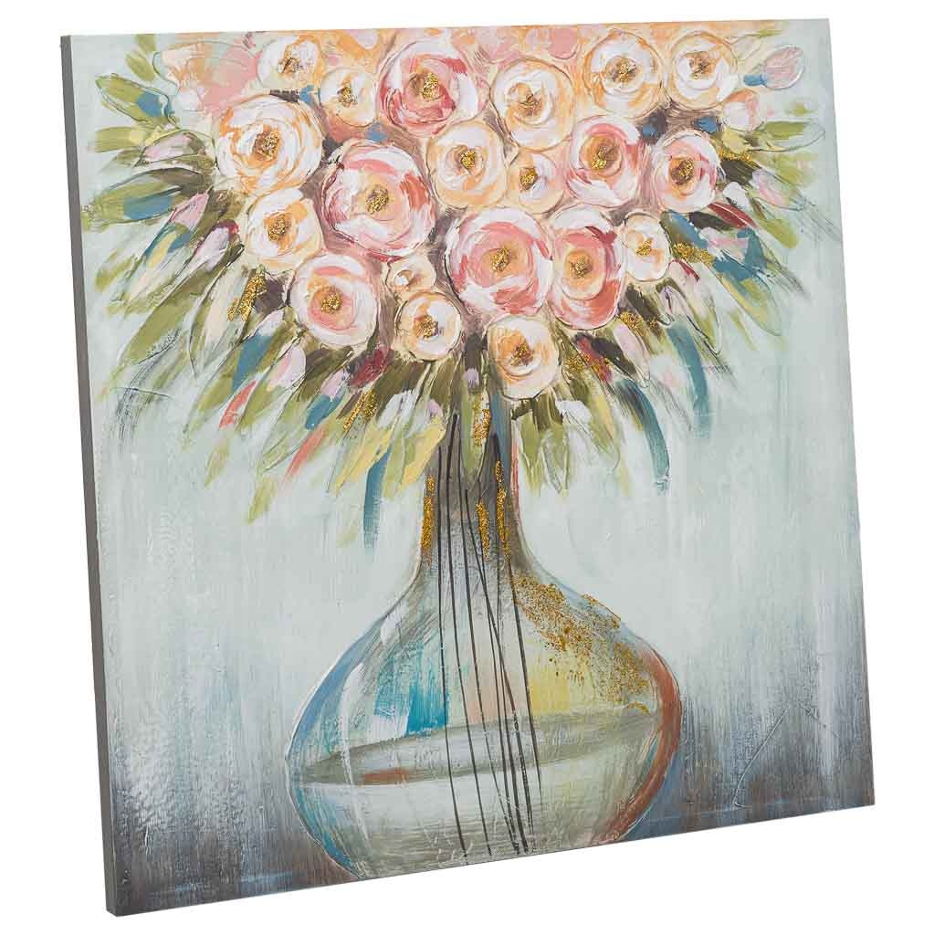 Wonderlust Deco - Cuadro pintado a mano con relieve blanco 80x80x3 Multicolor 80x80x3h cm