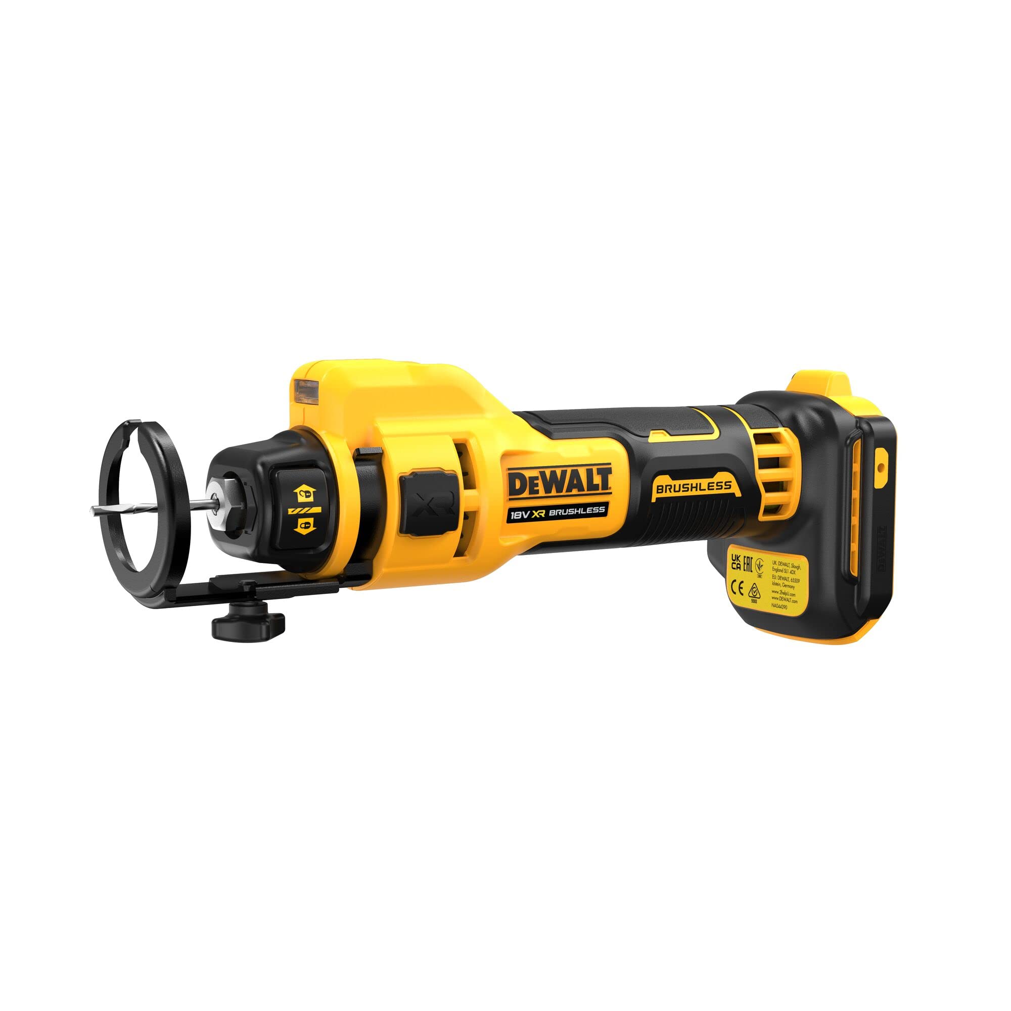 DEWALT DCE555N-XJ XR 18V Sierra de Corte, sin Escobillas para Panel Yeso, 26.000 RPM, Luz LED, Incluye Pinzas 3.2 mm y 6.4 mm
