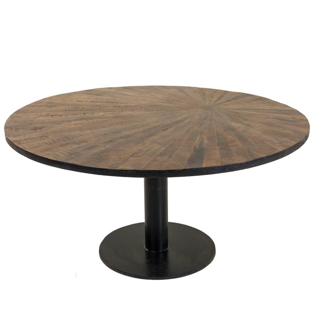 WANDERLUST DECO Mesa de centro de madera y metal marrón 90x90x45h cm de estilo Colonial