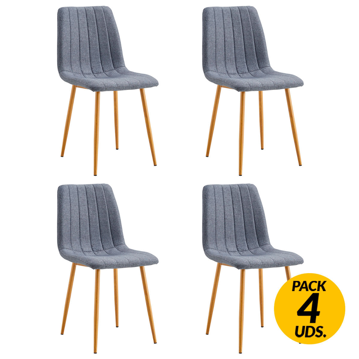 Adec - Adec Pack de 4 sillas de comedor Nails tejido tapizado