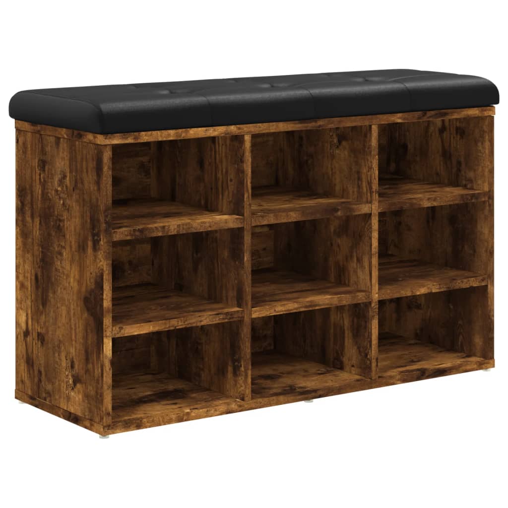 vidaXL Banco zapatero madera de ingeniería roble ahumado 82x32x50 cm