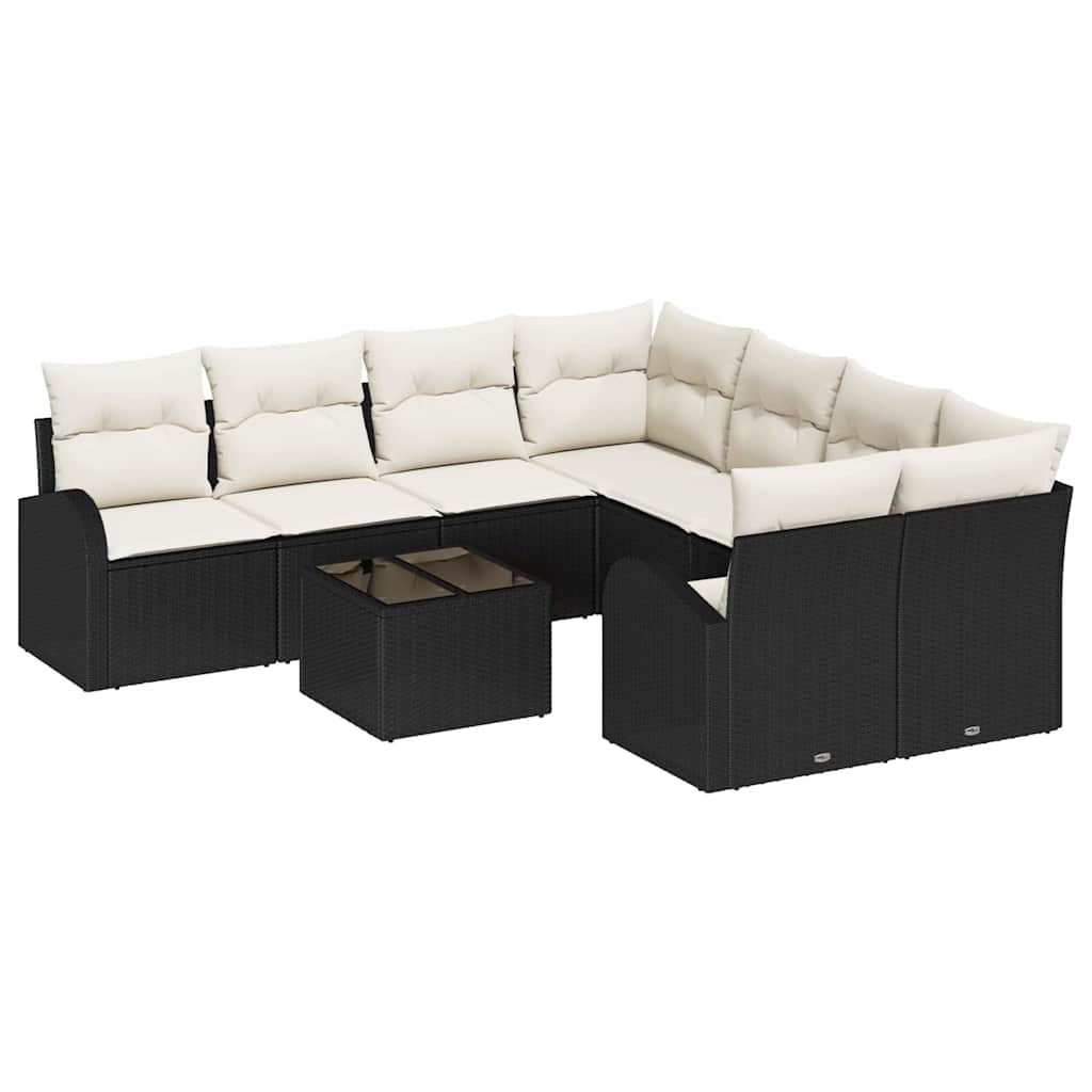 vidaXL Conjunto de sofá de jardín Negro 55 x 55 x 37 cm