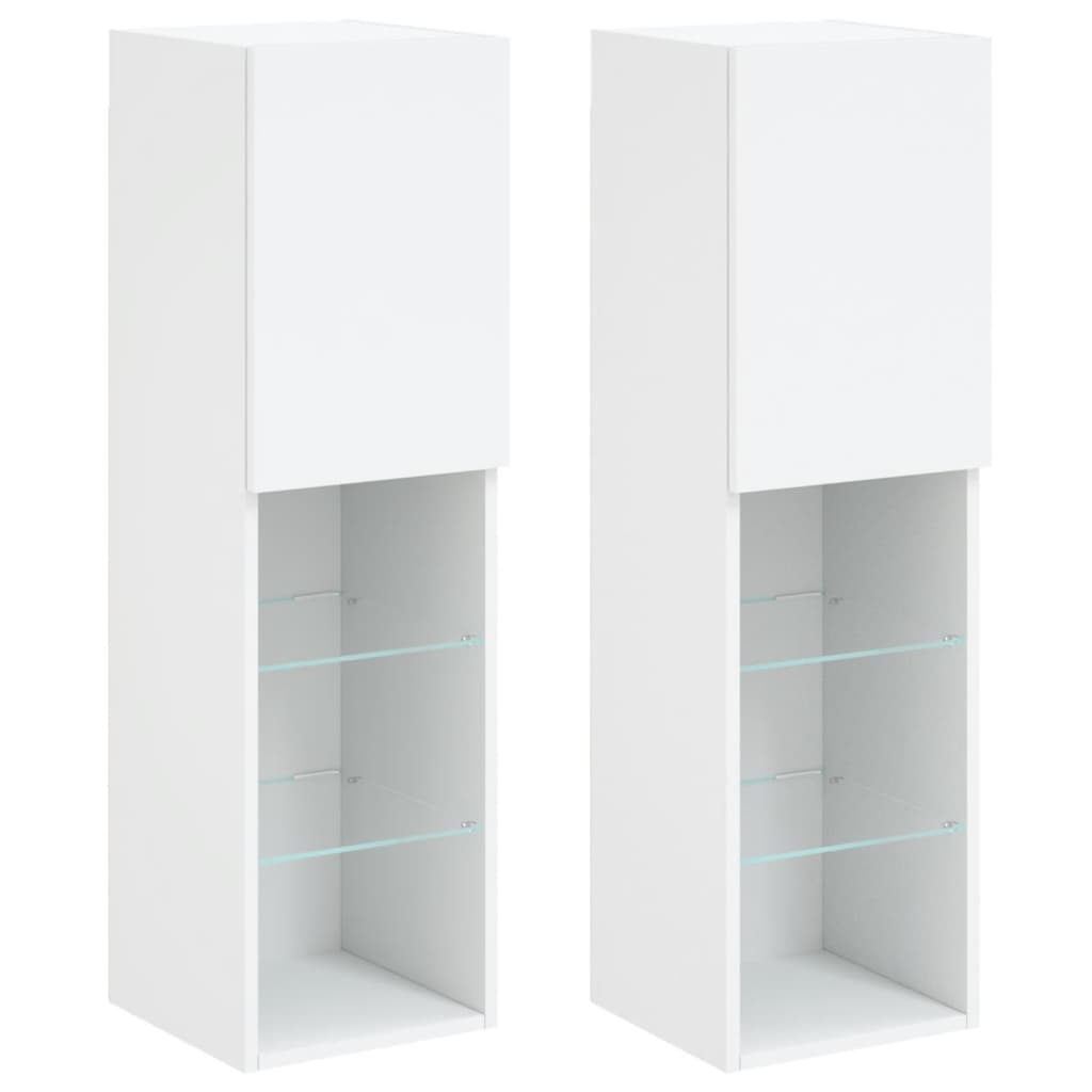 vidaXL Muebles de TV con luces LED 2 uds 30,5x30x102 cm, Mueble de Salon, Mueble TV, Mueble TV salon, Mesa de TV, Mueble tele