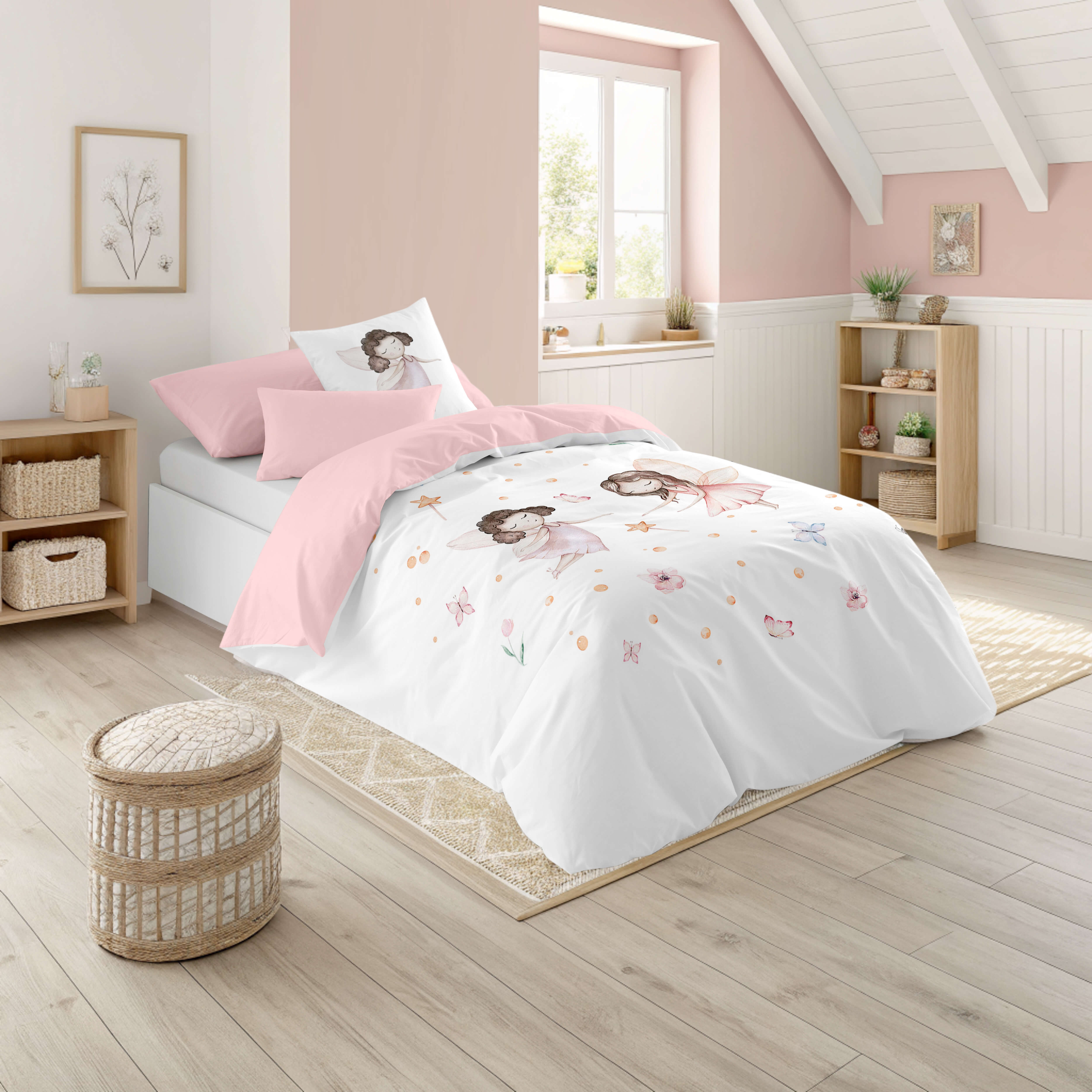 NATURALS  - Funda Nórdica Infantil Estampada 100% Algodón Extrasuave - Juego de 2 Piezas Funda de Edredón y 1 Funda de Almohada - Cama 90/105 cm - Fabricada en España