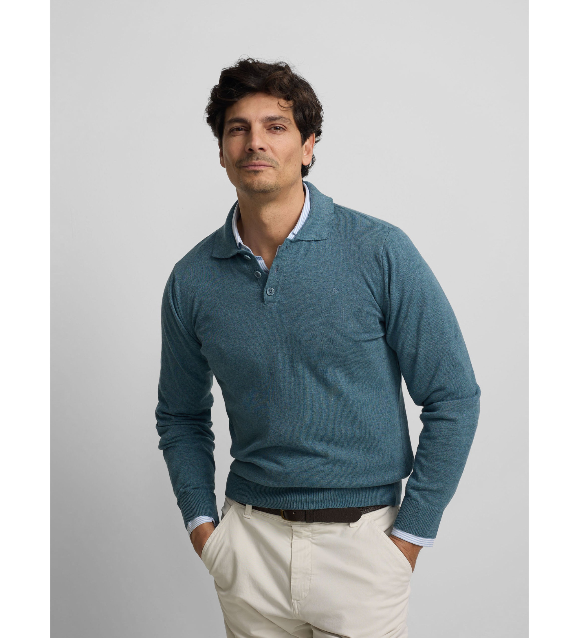 Silbon | Hombre | Jersey cuello polo azul