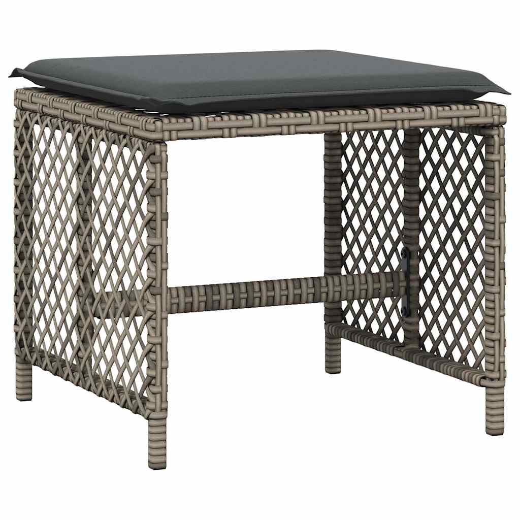 vidaXL Taburetes de jardín con cojines 4 uds ratán PE 41x41x36cm