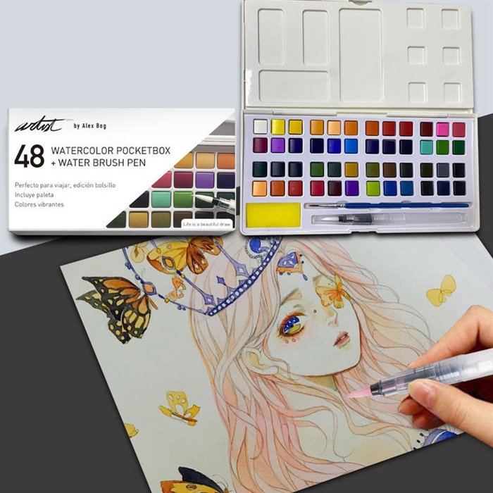 ROYMART CAJA ACUARELA POCKETBOX ARTIST 48 COLORES MANUALIDADES 23x13x2 Cms.