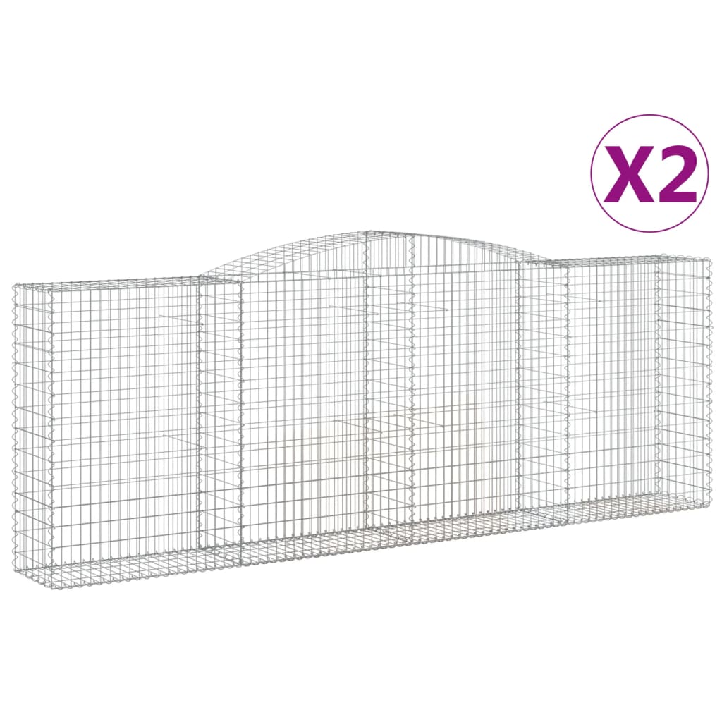 Vidaxl Cestas de Gaviones 2 Uds Forma de Arco Hierro Dimensiones 400 X 30 X 60/80 Cm, 400 X 30 X 120/140 Cm, 400 X 30 X 160/180 Cm y Mas