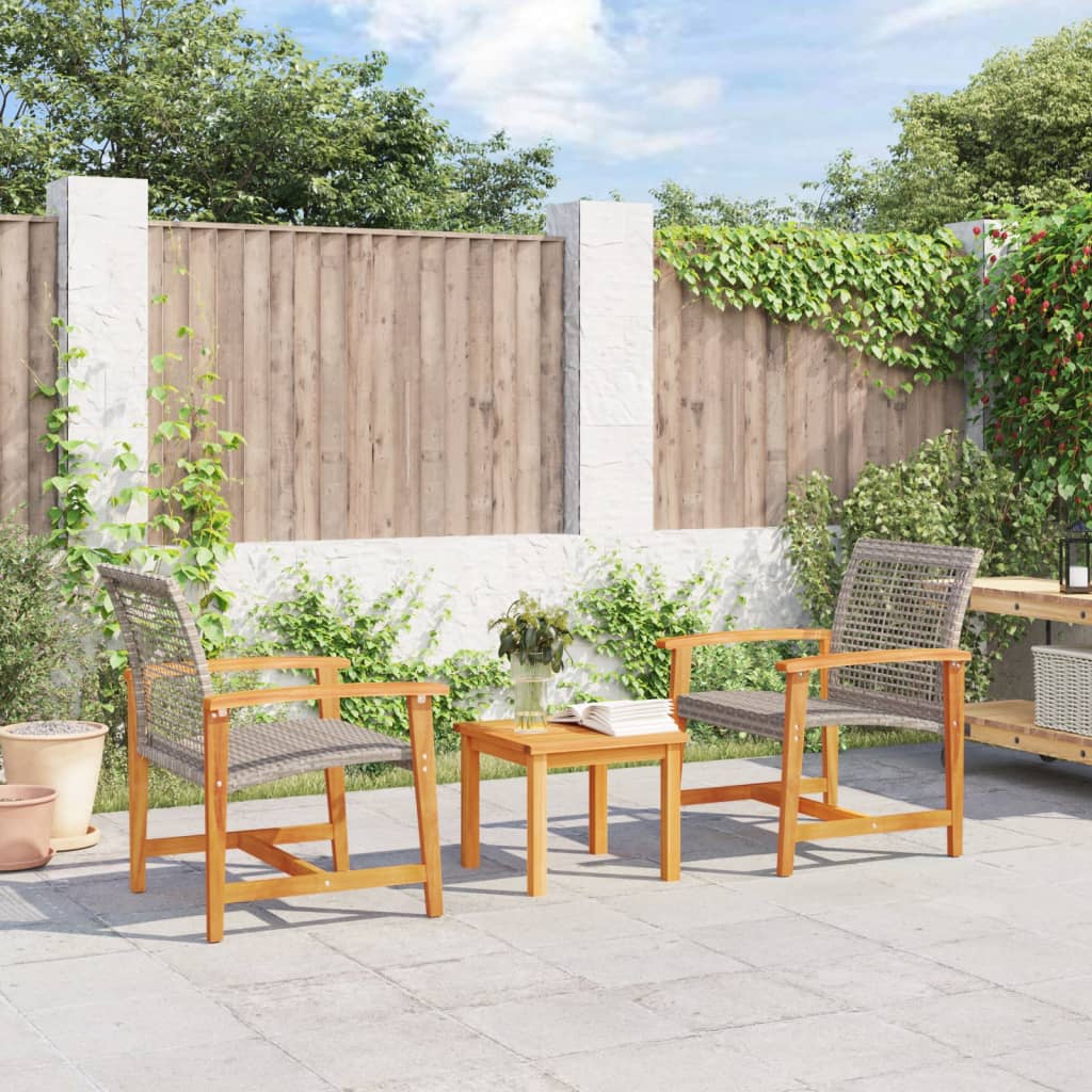 vidaXL Sillas de jardín 2 uds madera de acacia y ratán sintético gris