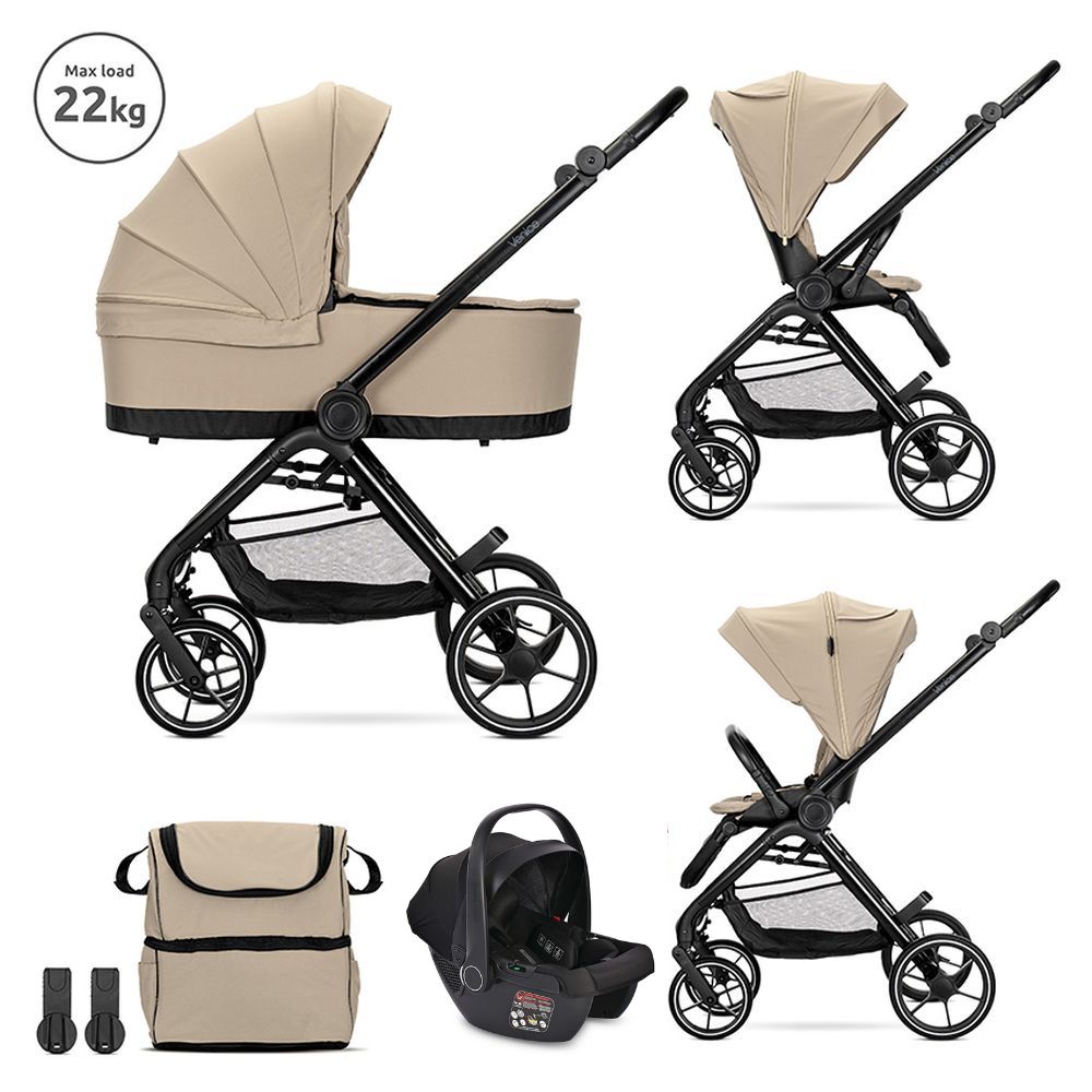 LORELLI Carrito de bebé trío VENICE con silla de auto ARIA Luxe i-Size de Lorelli – Sistema completo desde el nacimiento