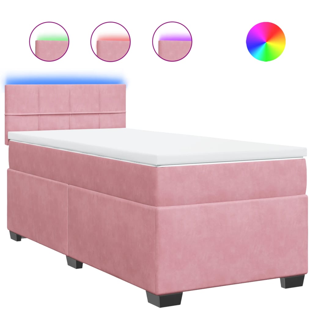 vidaXL Cama box spring con colchón terciopelo rosa 100x200 cm