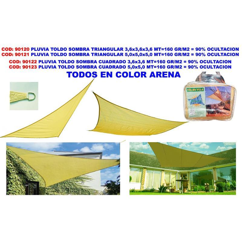 Pluvia toldo sombra triangular 5,0x5,0x5,0 mt 160 gr-m2 90% ocul