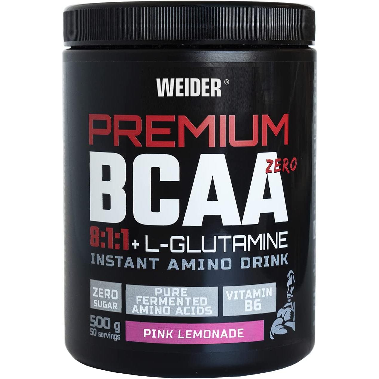 Weider - Premium BCAA 8:1:1+L-Glutamina 500gr Weider con Vitamina B6. Sin azúcar, sin lactosa, sin colorantes artificiales. Vegan