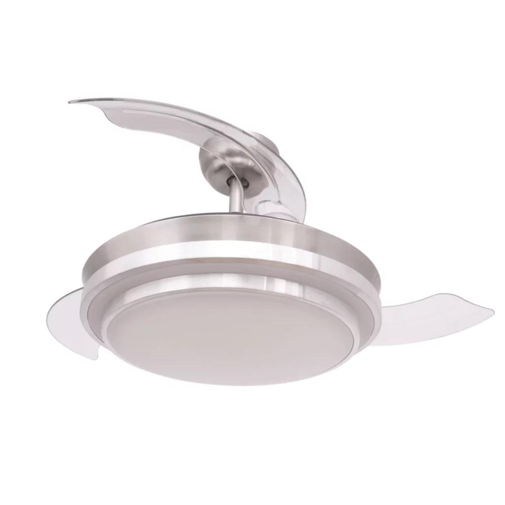 VENTILADOR F.M. TECHO - DC 107CM PLATA 3 ASPAS, SE OCULTAN CON LUZ LED CON MANDO