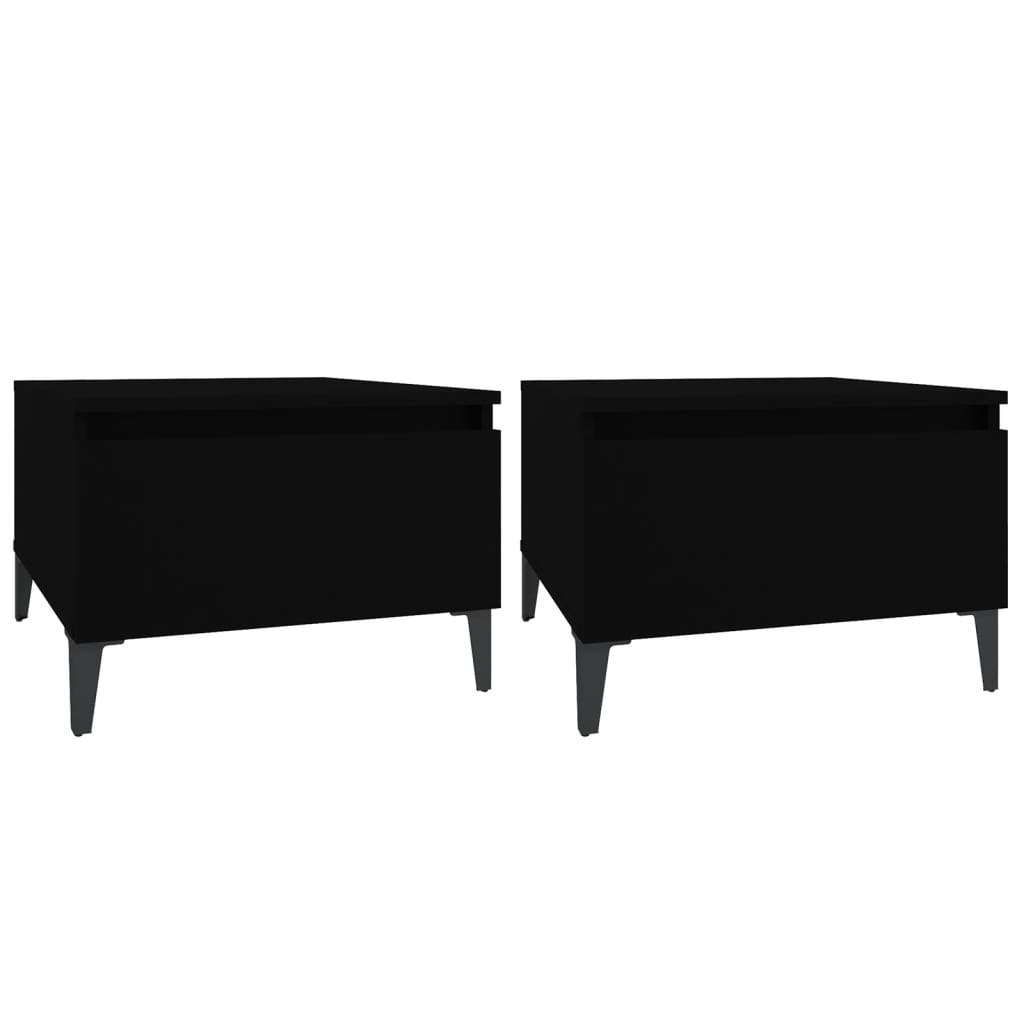 Mesas Auxiliares Vidaxl Madera Contrachapada 50x46x35 Cm Blanco y Negro
