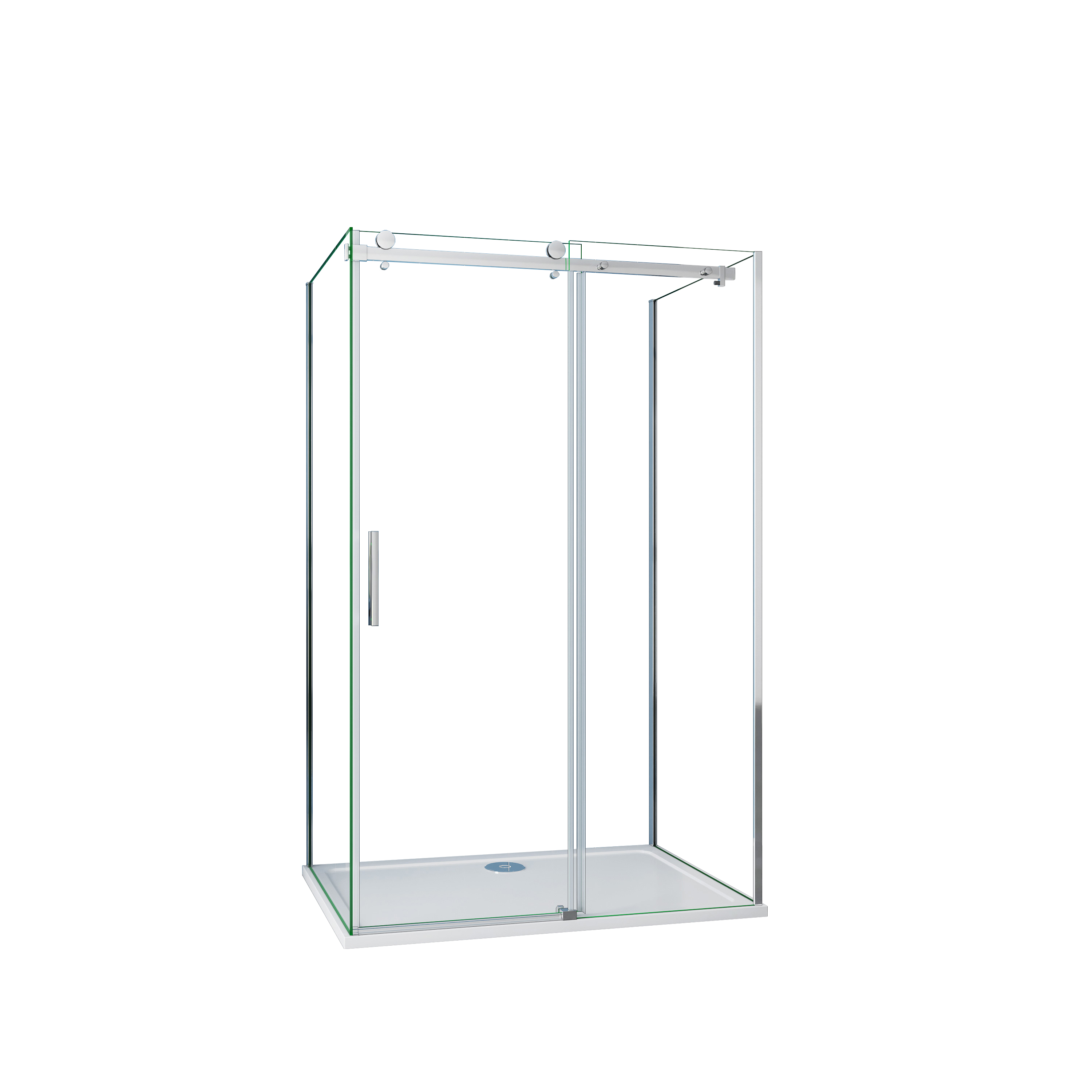 Mampara de Ducha Corredera Frontal+Panel Lateral,Perfil Cromado,Vidrio Templado 8mm Antical,(778-798)x(1533-1553)x(780-800)x1950mm