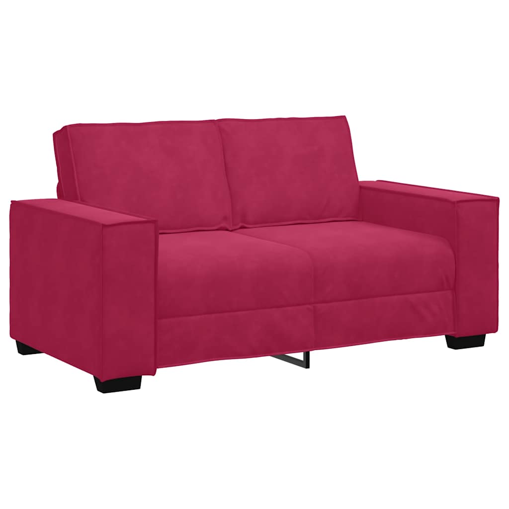 vidaXL Sofá de 2 plazas de terciopelo rojo tinto 160x78x84 cm