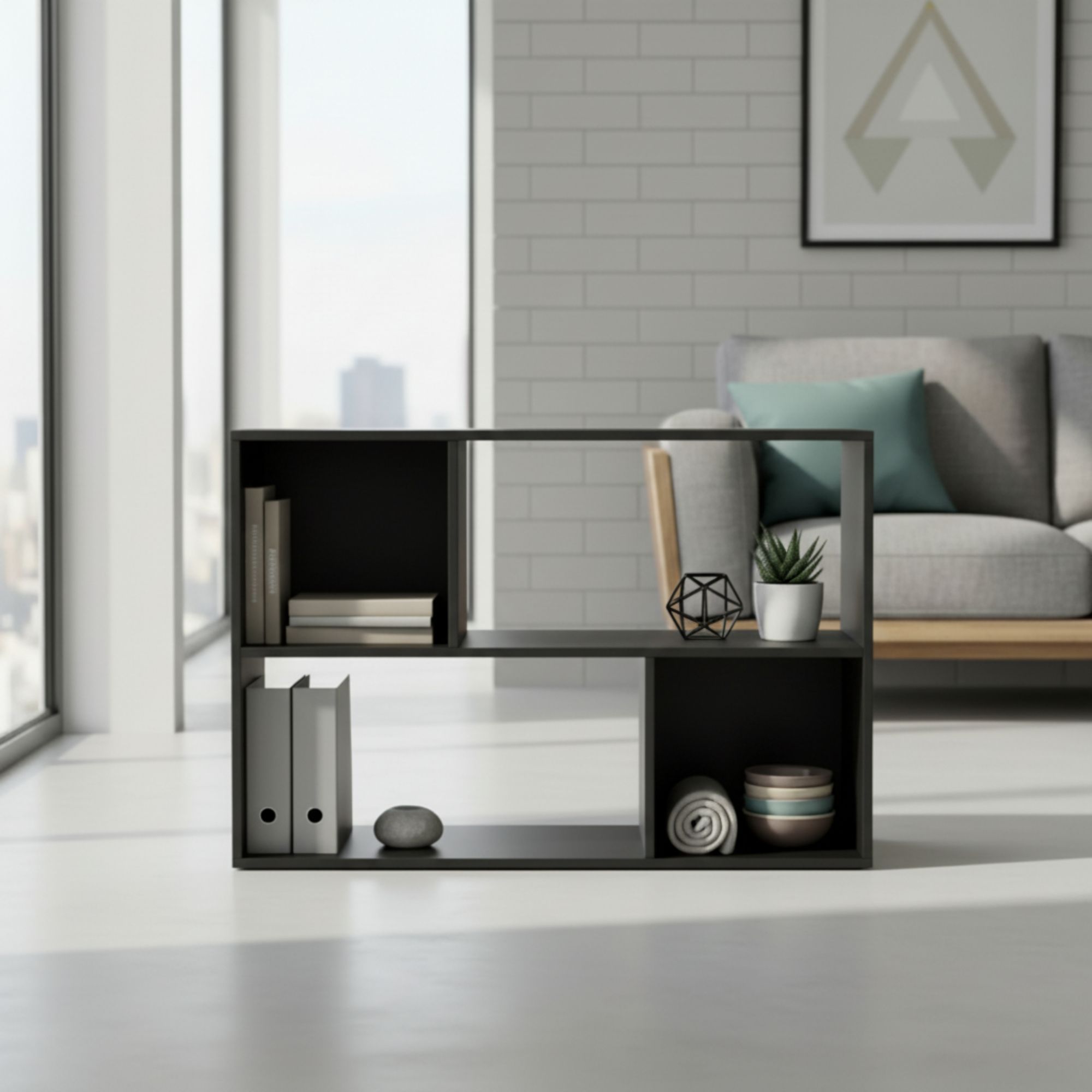 MOBLEKIT | Estanterías de Cubo Negro Modulares de Madera con Diferentes Compartimentos y Opciones con Puertas, Librerías y Muebles de Almacenaje para Dormitorio, Cocina o Entrada