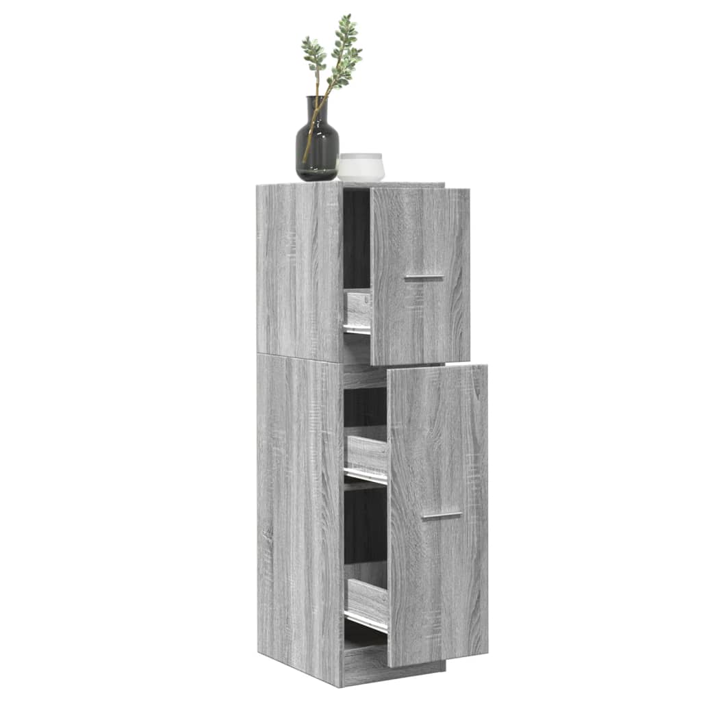 vidaXL Armario botiquín madera ingeniería 30x41x118 cm en color Roble ahumado/Marrón roble/Gris hormigón y más | almacenamiento funcional diseño moderno para baño dormitorio sala