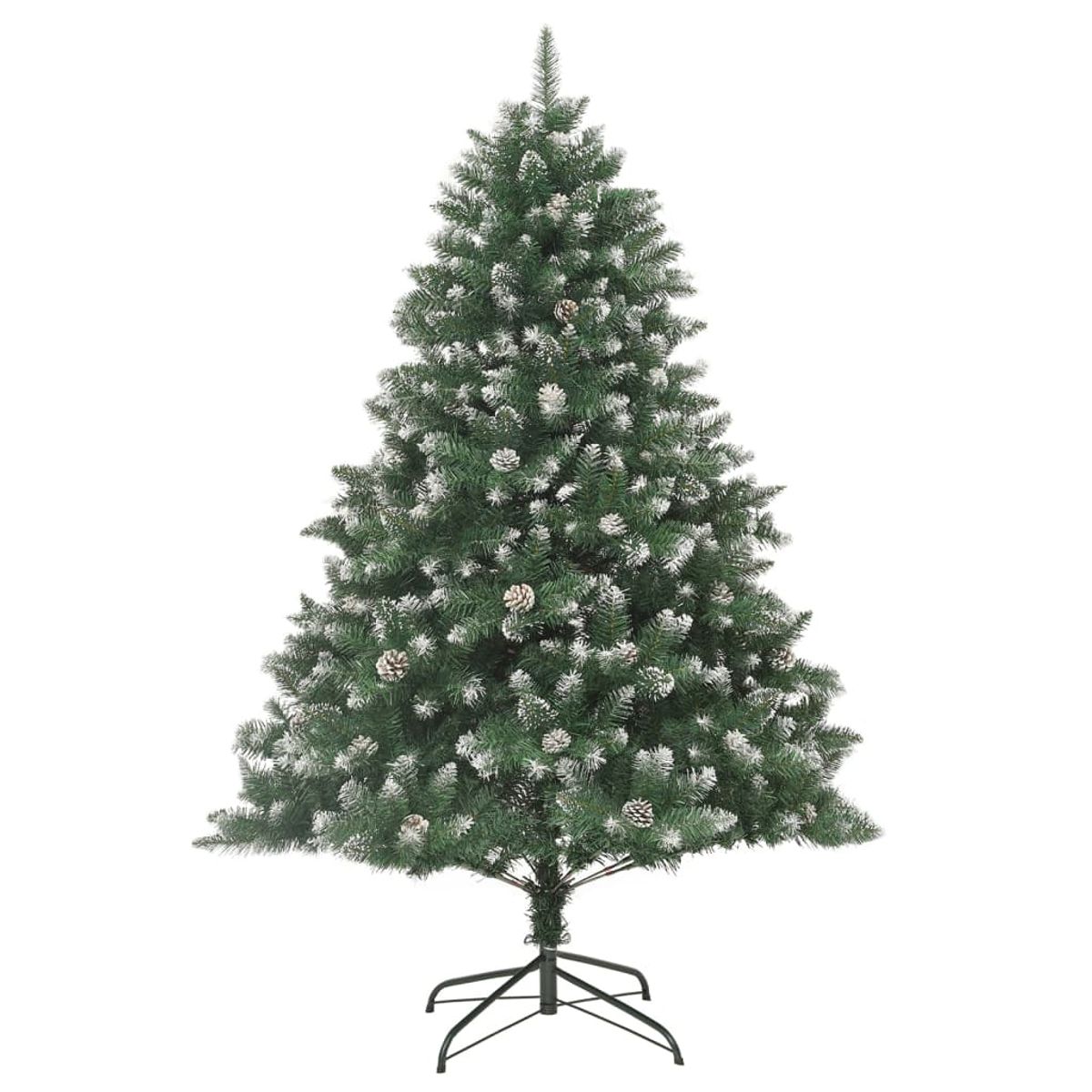 Árbol de Navidad nevado con piñas verde