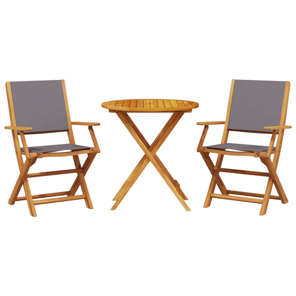 vidaXL Juego de bistro de 3 piezas tela y madera maciza antracita
