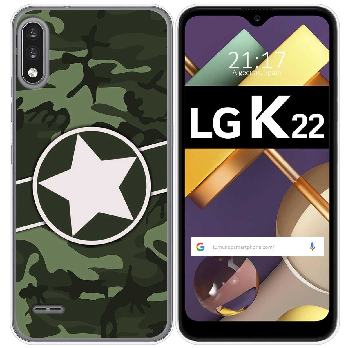 Tumundosmartphone Funda Gel Tpu para Lg K22 diseño Camuflaje 01 Dibujos