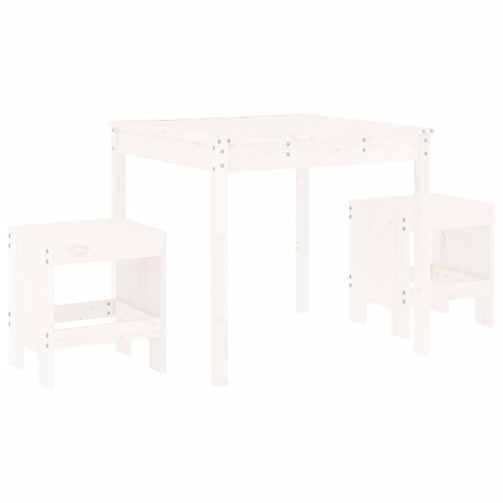 vidaXL Mesa y sillas de jardín 3 piezas madera maciza de pino blanco