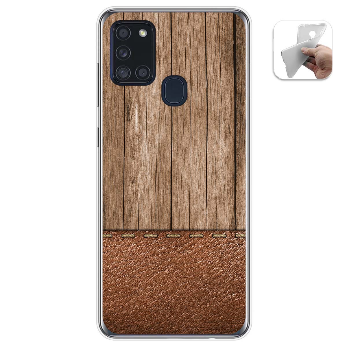 Tumundosmartphone Funda Gel Tpu para Samsung Galaxy A21s diseño Madera 09 Dibujos