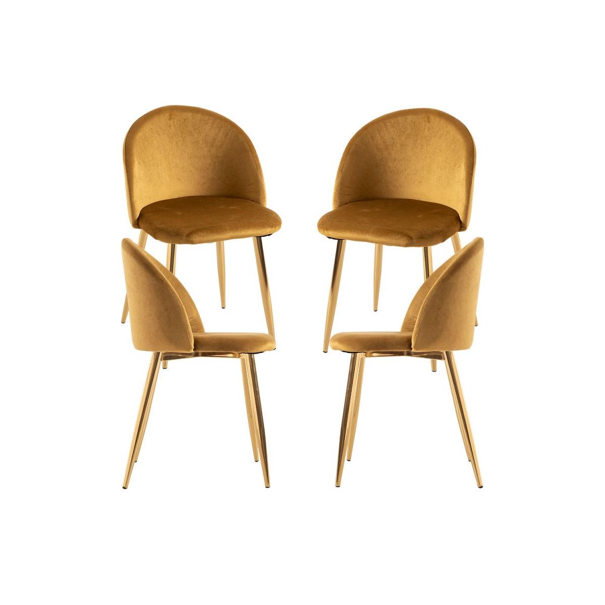 Regalos Miguel - Packs Sillas Comedor - Pack 4 Sillas Vint Terciopelo Golden - Amarillo