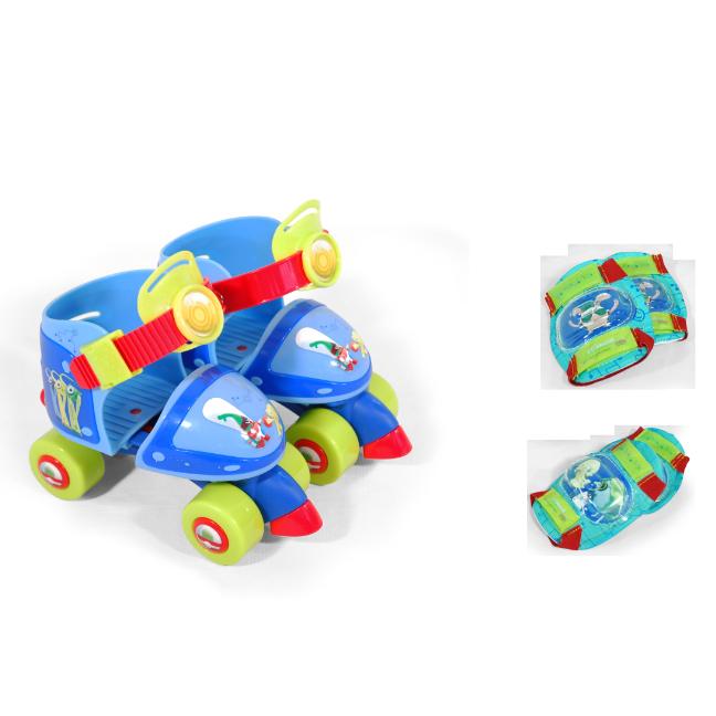 Set de Patines Infantiles mini Roller de 4 ruedas (8987,8973,2679).y Protecciones, ,con diseños exclusivos. Compuesto por rodilleras y coderas. Set completo y seguro. Calidad al mejor precio. De acuerdo a la normativa CE. +3 años