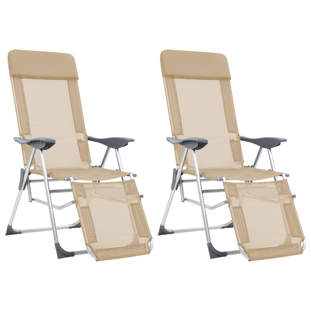 vidaXL Sillas de camping plegables con reposapiés 2 uds textilene