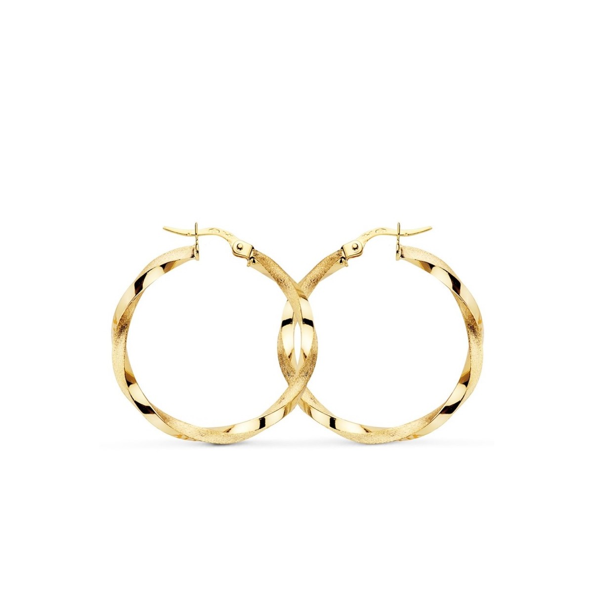 Pendientes oro 9k mujer aros 29 mm. reliados mate brillo