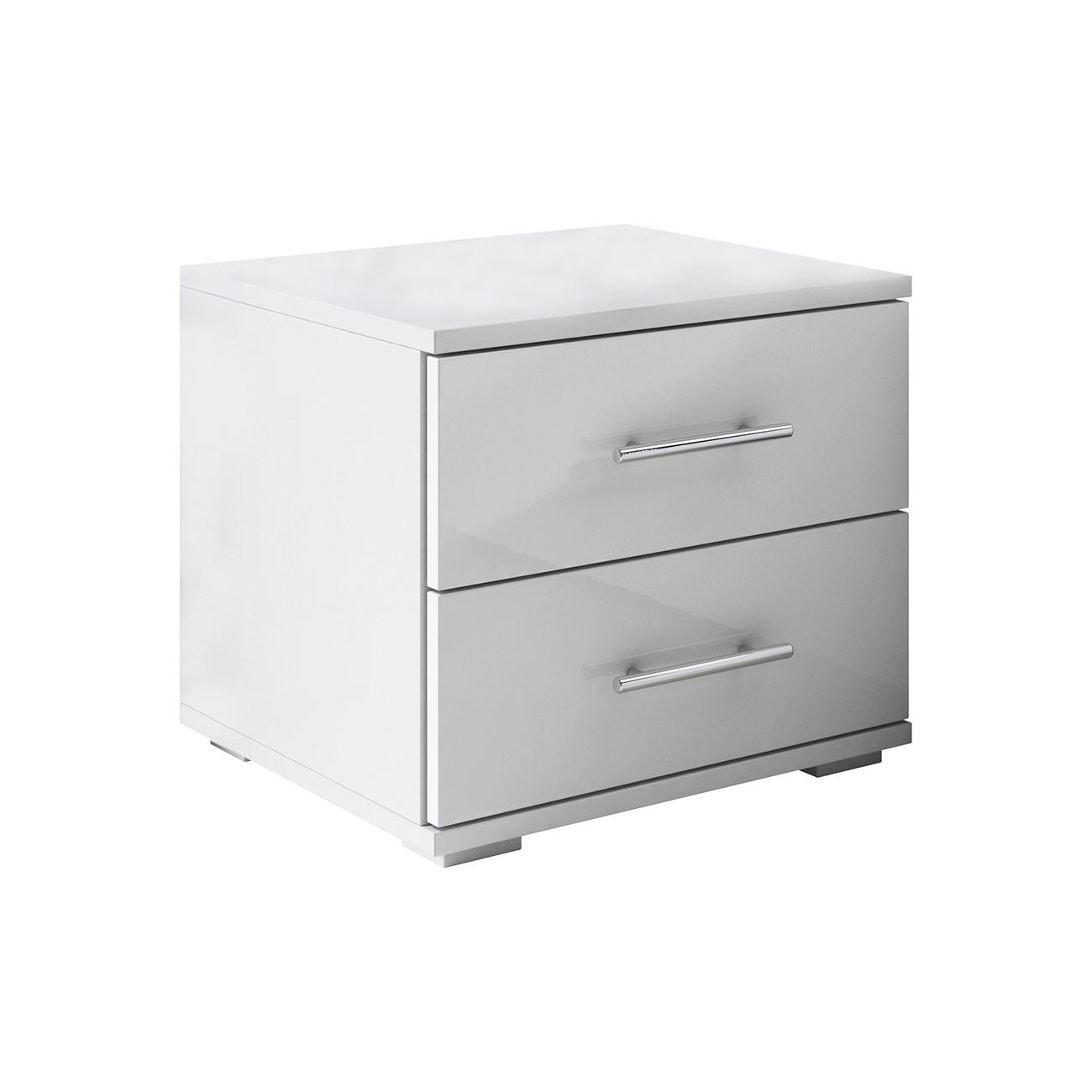 MB Muebles Bonitos - Mesita de noche, 2 cajones, 40x35x40cm, Blanco y Negro, Acabado Brillo, Modelo Beatriz