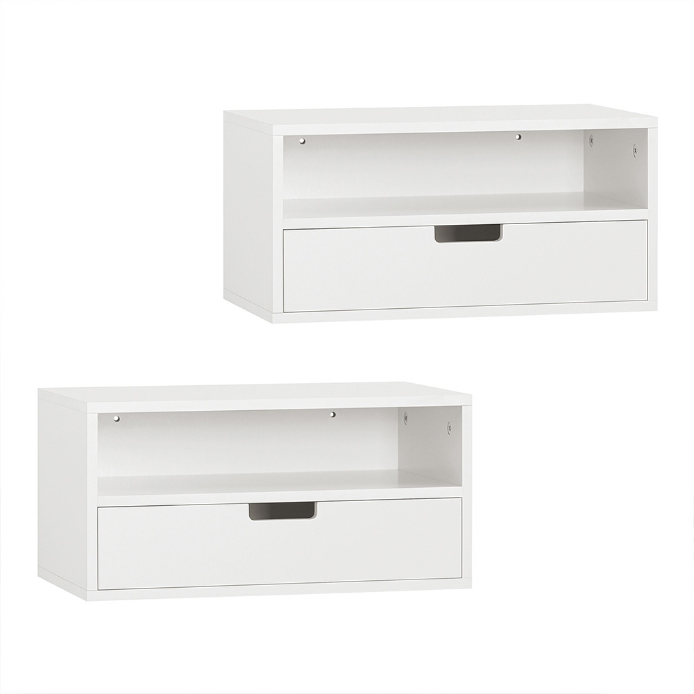 SoBuy Mesita de Noche Flotante Blanca en MDF 45x25x22 cm - Set de 2