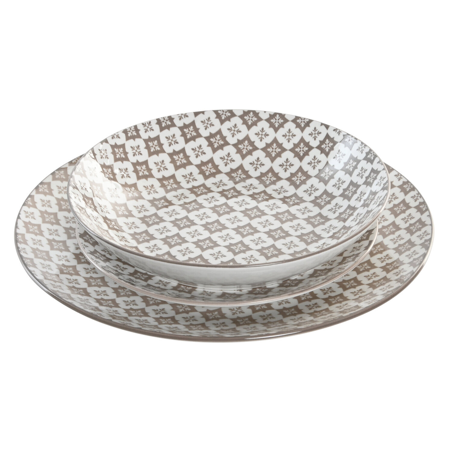 Vajilla set 18 porcelana 27x27x2 beige , La mejor decoración para tu hogar.