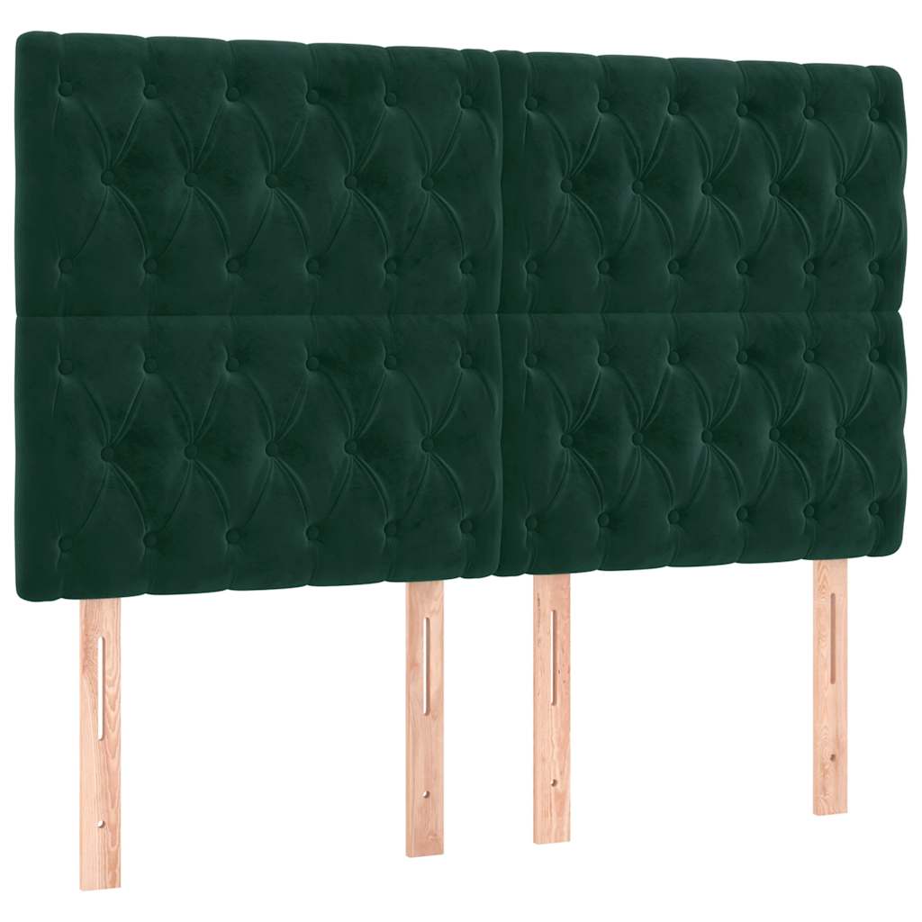 vidaXL Cabecero Terciopelo Verde Oscuro 144x7x118/128 cm