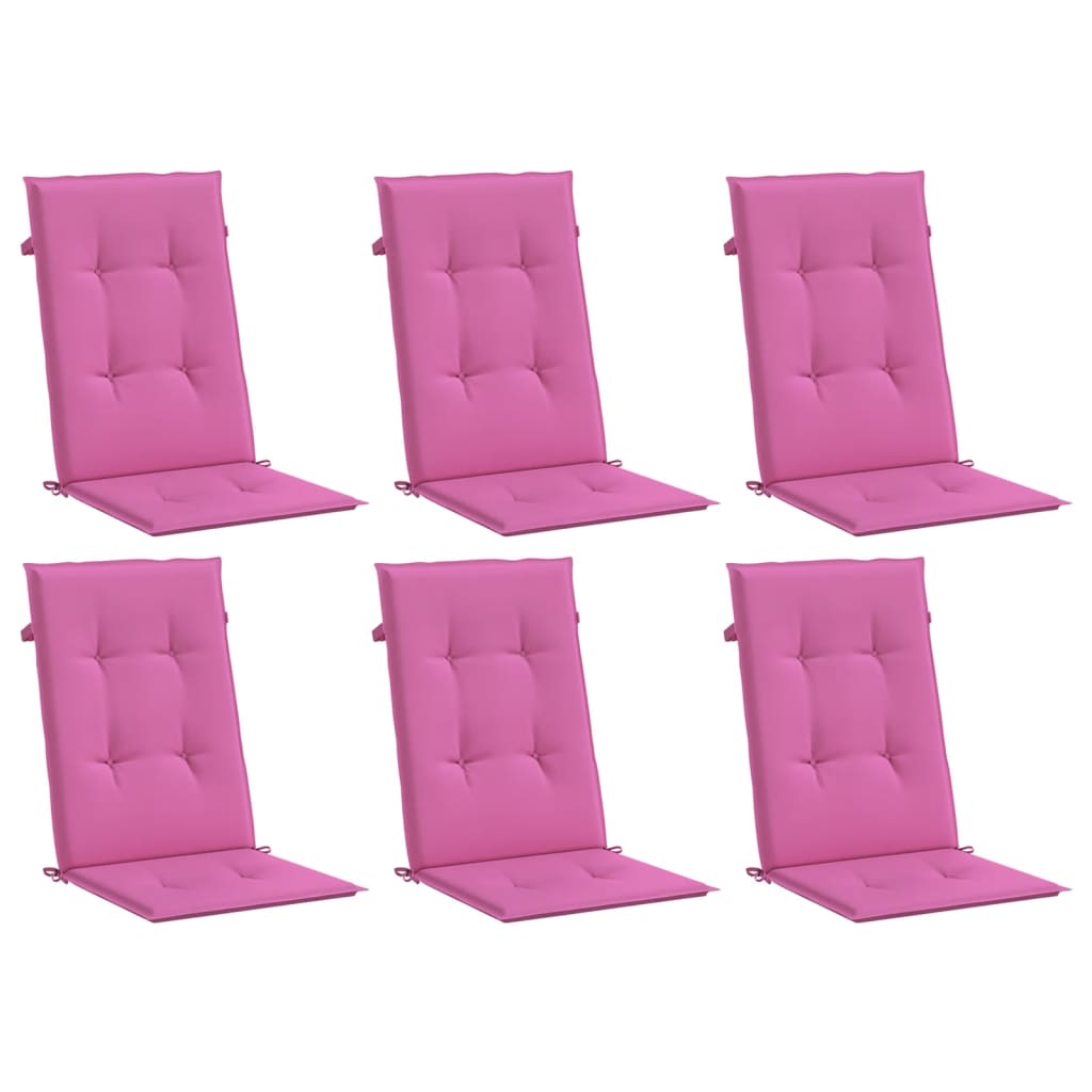 vidaXL Cojines para sillas con respaldo alto 6 uds tela rosa