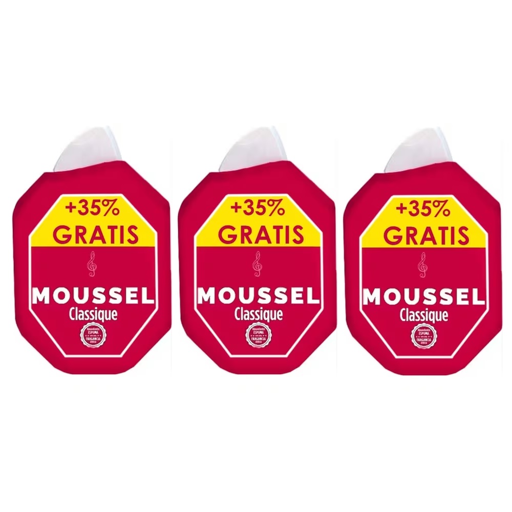 Moussel Classique Original, Gel De Ducha 3x900ml, Pack Ahorro, Fragancia Única, Origen Natural, Textura Suave Y Cremosa, Espuma Abundante
