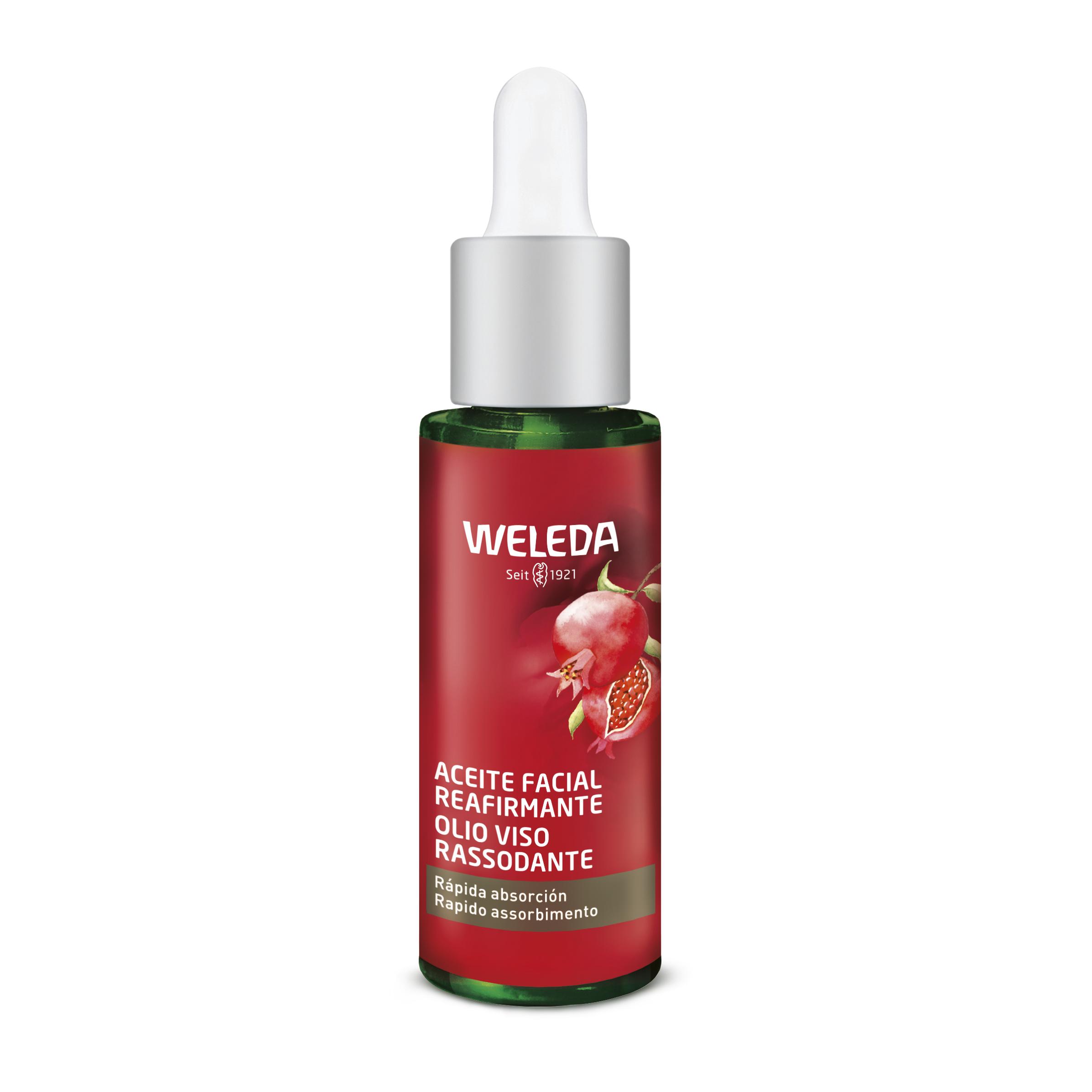 Weleda - Aceite Facial Reafirmante Granada, Concentrado Antiedad, Piel Radiante, con Aceite de Sésamo y Aceite de Semillas de Granada, Tratamiento Natural - 30 ml