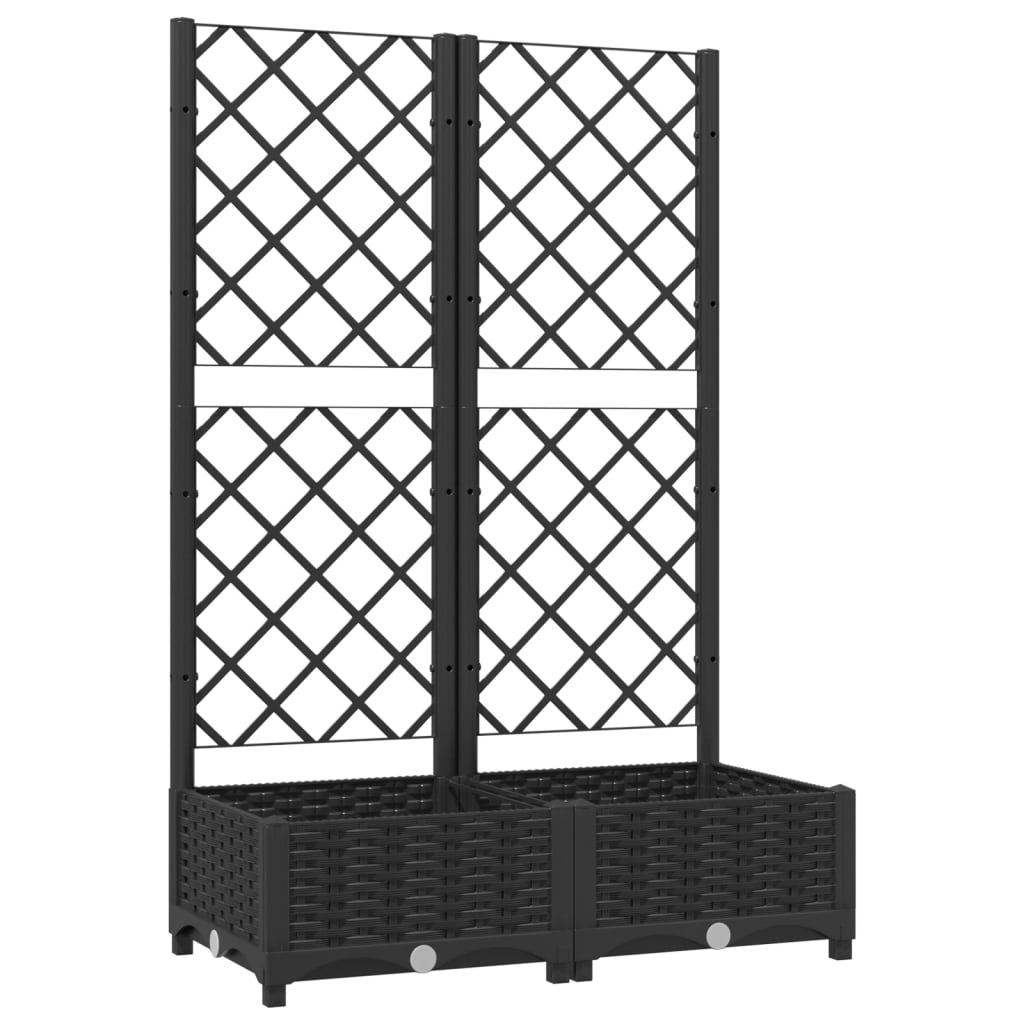 vidaXL Jardinera de jardín con enrejado, color negro, 80 x 40 x 121,5 cm, PP
