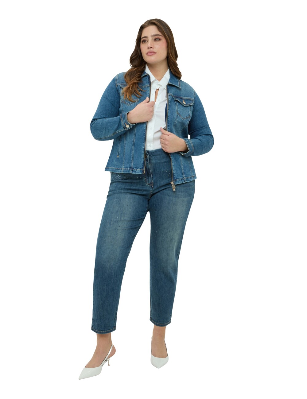 Fiorella Rubino - Chaqueta de denim con cremallera