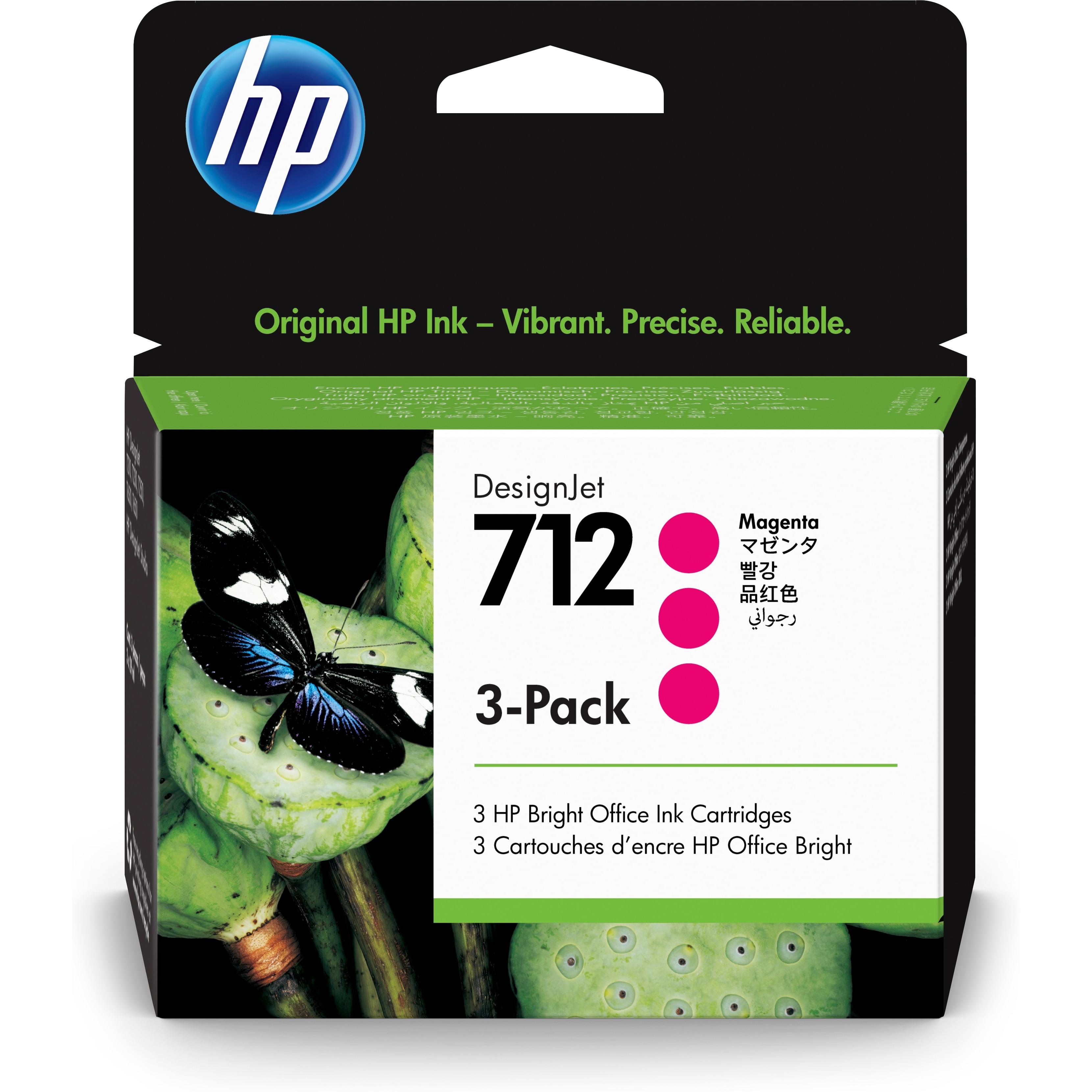 HP DesignJet T200/T600, 3 Pack Cartuchos Magenta 712
