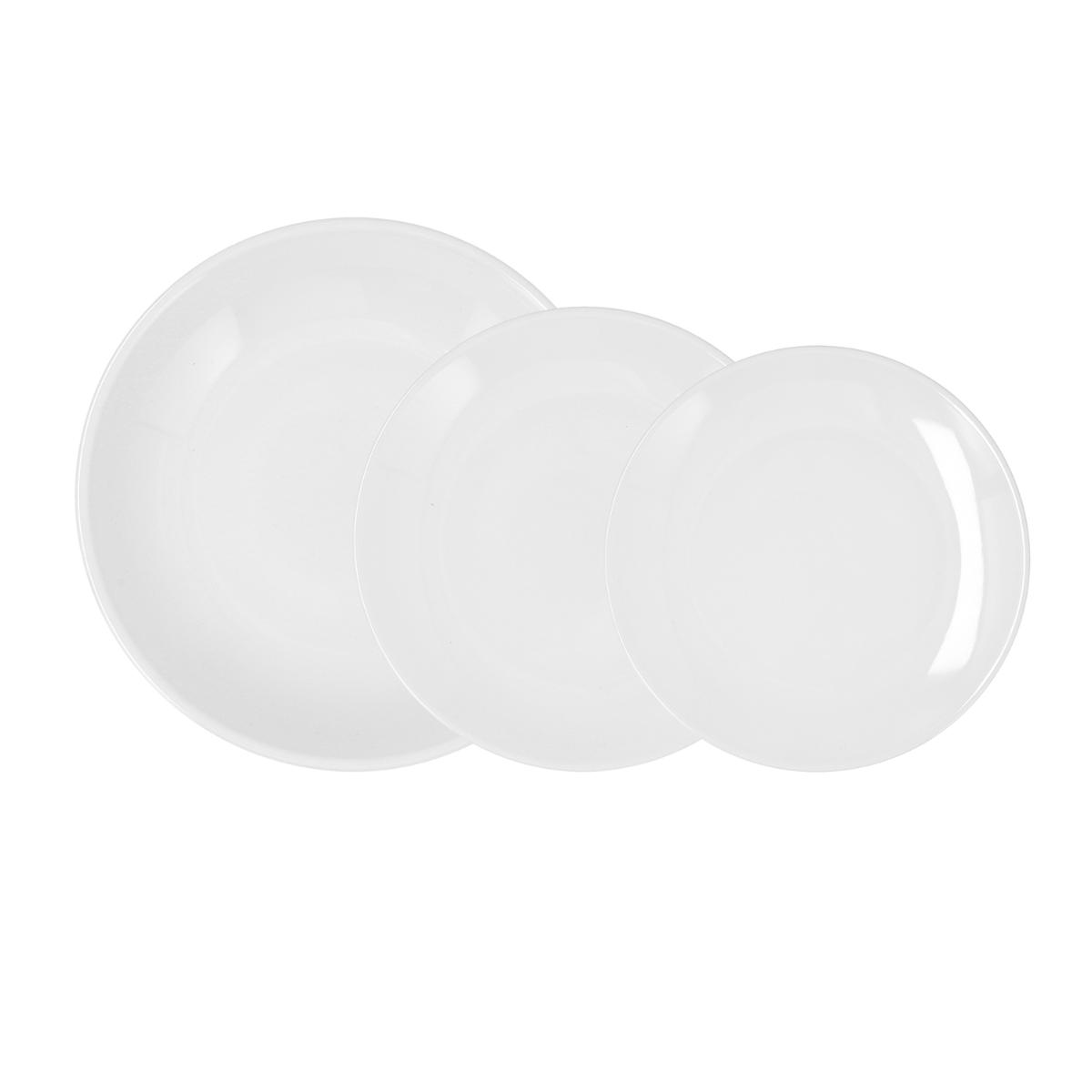 BIDASOA GLACIAL COUPE Vajilla 18 Piezas Porcelana Blanca Coupe 18 PIEZAS - 6 PERSONAS Blanco Brillo Blancura y resistencia para el día a día