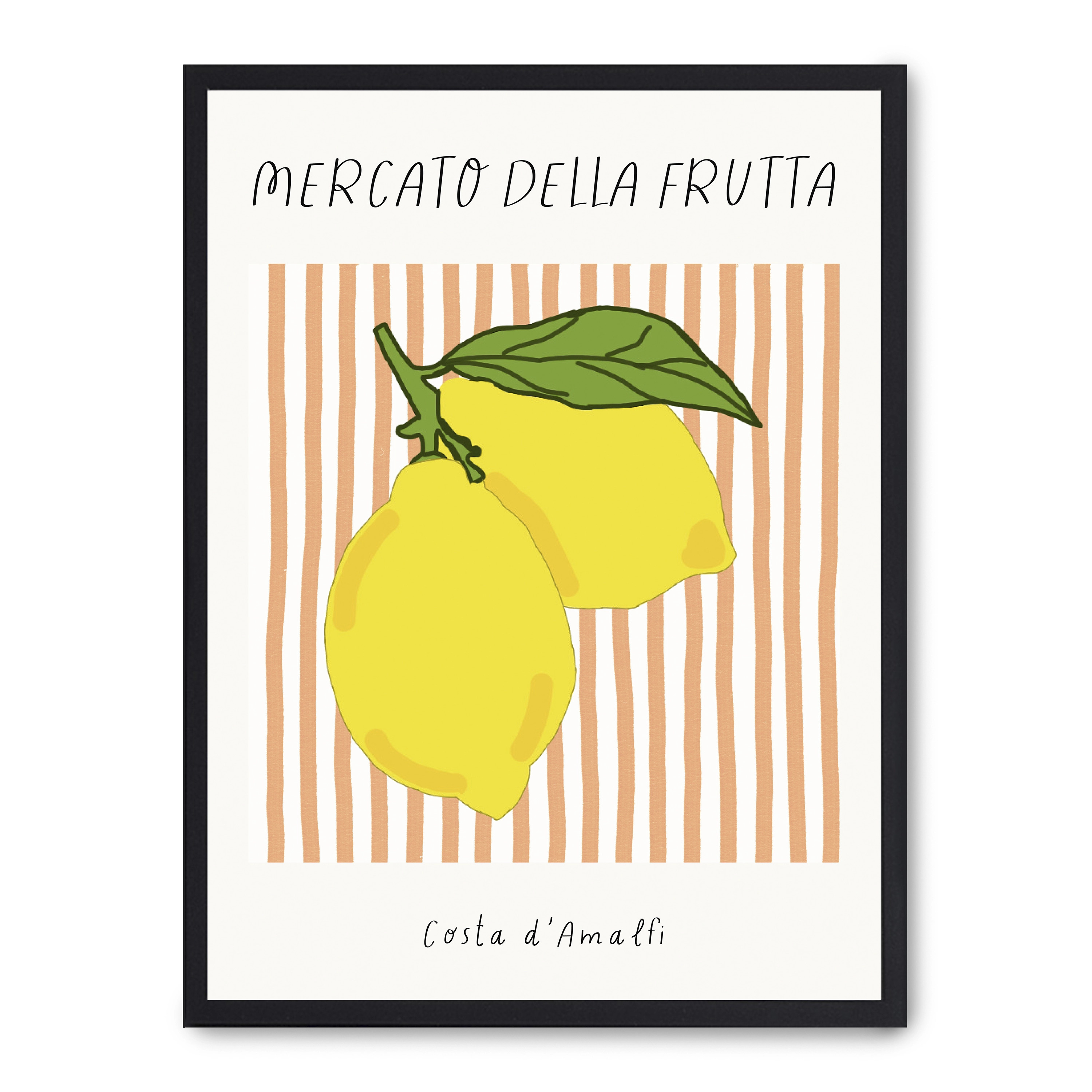 Cuadro fruit market 30x40cm, Póster impreso en papel de primera calidad de 180gr, montado sobre marco de madera MDF acabado en negro., Cocina - Gastronomía