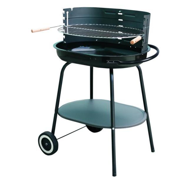 4U-Onlinehandel Barbacoa ovalada de carbón de 60 x 42 x 84 cm