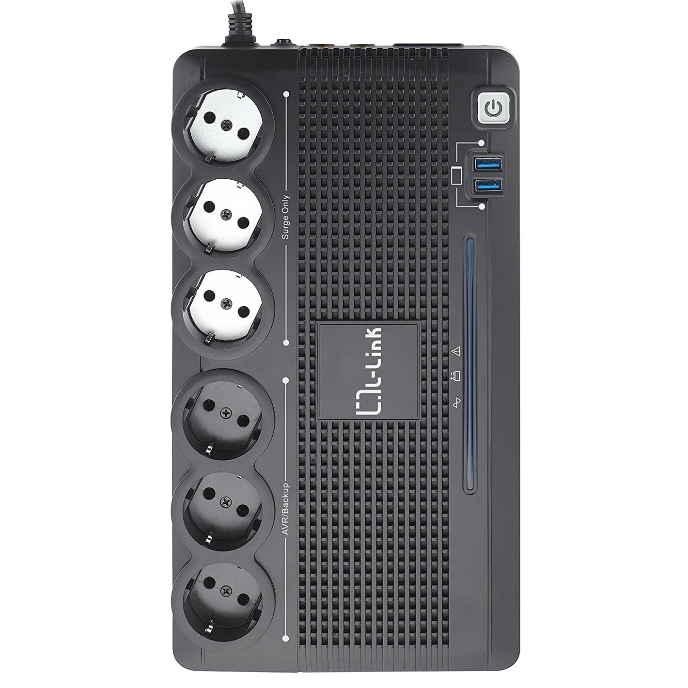 L-Link - SAI Off-line LL-700-G6 de 700 VA y 360 W para protección informática monopuesto con 6 tomas y protección ADSL