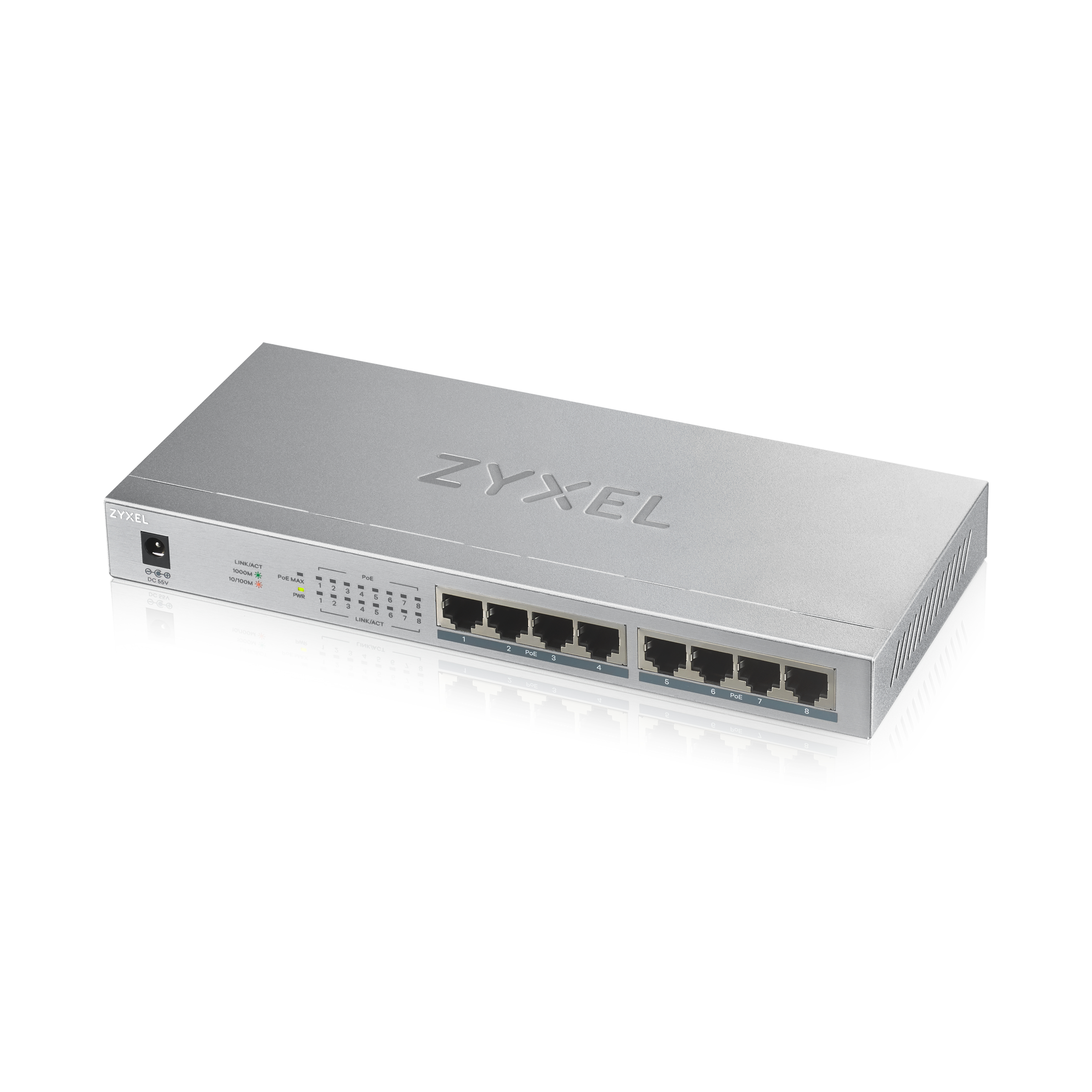 Zyxel GS1008HP No administrado Gigabit Ethernet (10/100/1000) Gris Energía sobre Ethernet (PoE)
