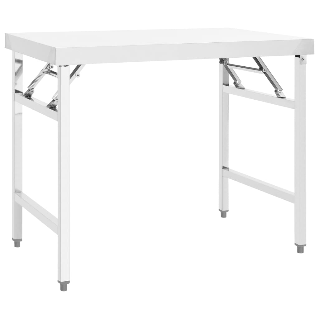 vidaXL Mesa de Trabajo Plegable de Cocina Acero Inoxidable Banco Dimensiones 85 x 60 x 80 cm, 100 x 60 x 80 cm, 120 x 60 x 80 cm